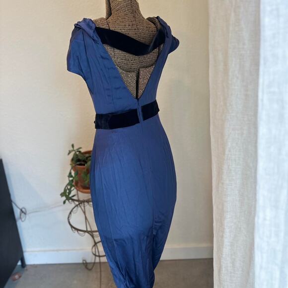 Prada Women’s Small Gown Blue Silk Velvet Evening Dress Pre-Fall 2009 Rare - Picture 3 of 5